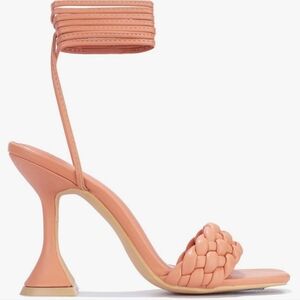 Cape Robbin Women's Tie Up Open Toe Pyramid Heeled Sandals, NWOB